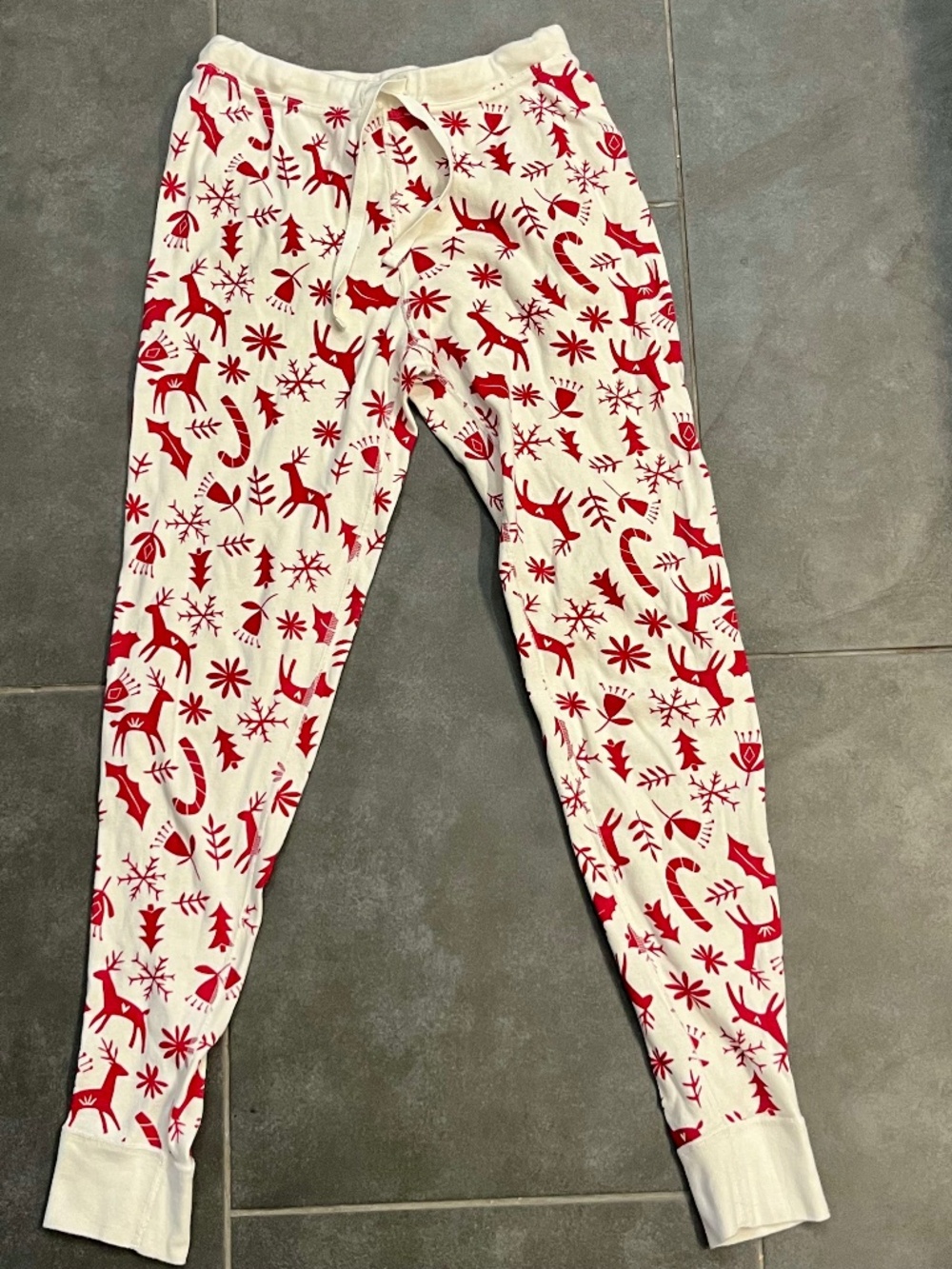 Hanna Andersson Adult Unisex Long John Pajama Pant Scandi Cane Christmas Small